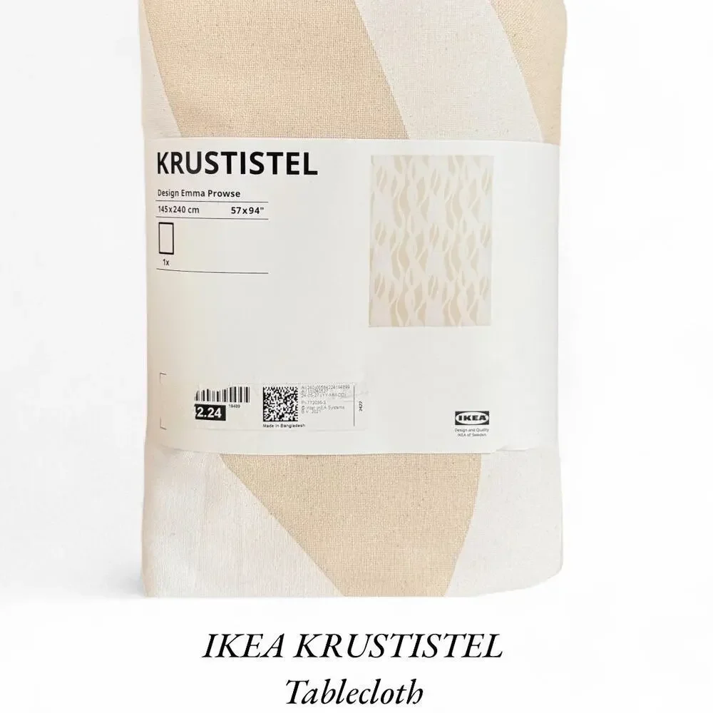 IKEA KRUSTISTEL White & Light Beige Patterned Tablecloth 57x94 